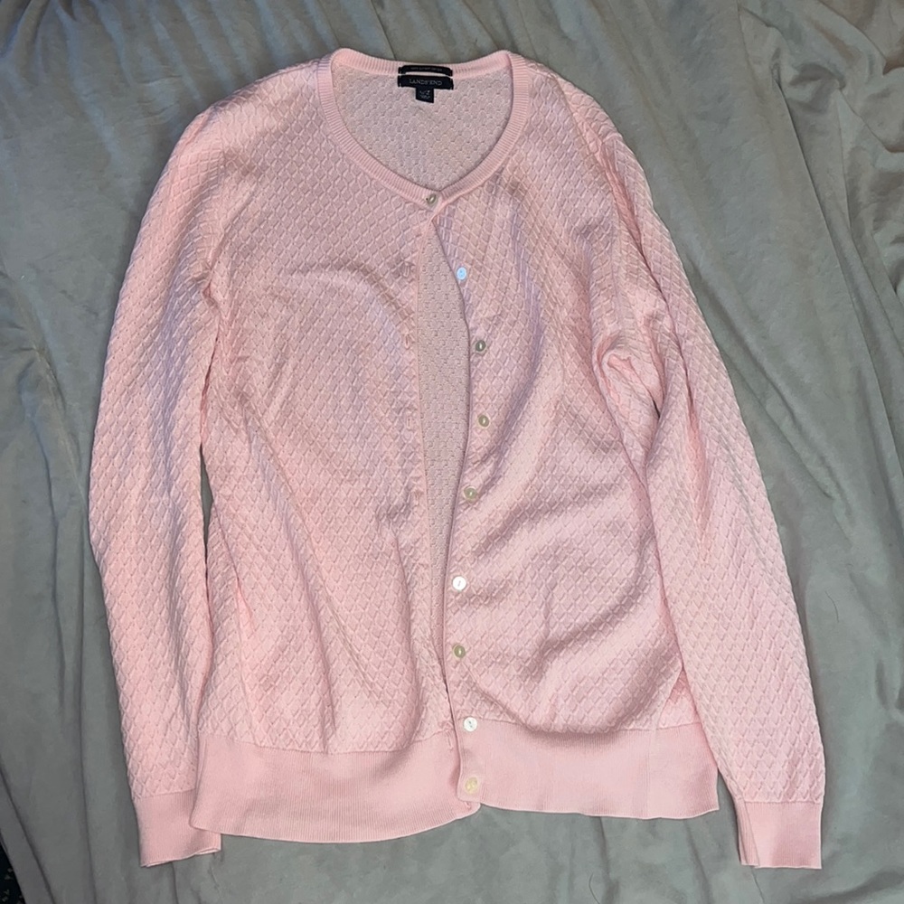 Lands End Pink Cardigan